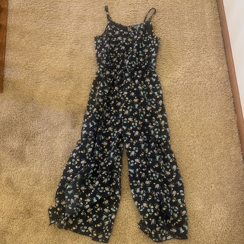 NWOT Truly Me Black Floral Jumpsuit- Youth Girl Size 10